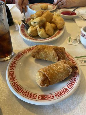 Egg rolls and vegetable tempura.