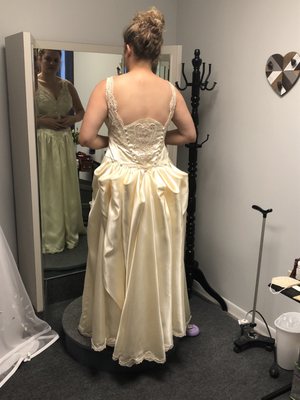 Alterations on 32 year old Wedding Dress with matching mask