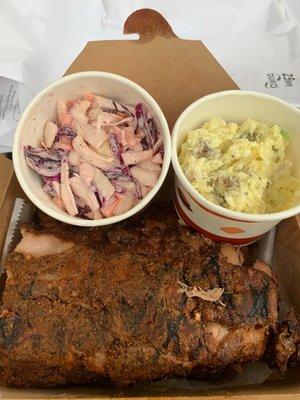 Baby back ribs, slaw and potato salad