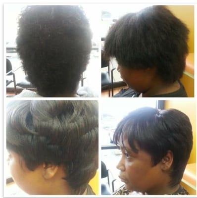 NATURAL HAIR.. shampoo.. round brushed blowdried.. curl and styled..