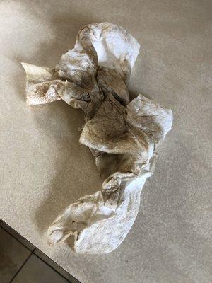 Dirty rag after recleaning