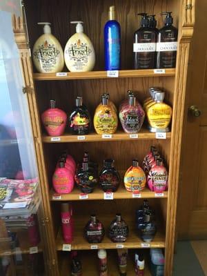 Wide variety of lotion both bronzer and after tan moisturizers