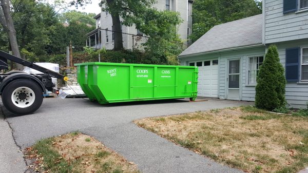 20 yard can at customer home in Milton, MA