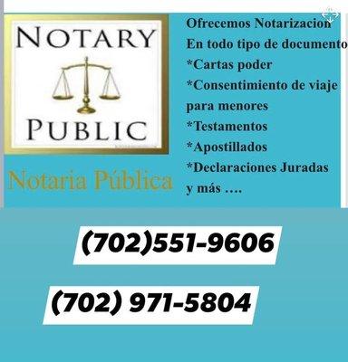 -Public Notary Services
 -Travel Consent
 -Apostilles
 -Will of Power