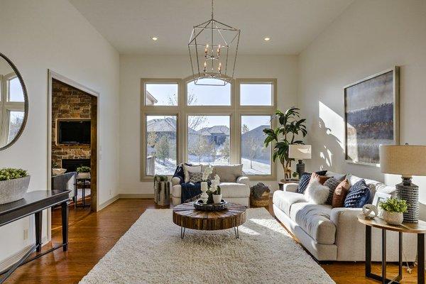 Formal living room staged by The Omaha Home Staging Company.