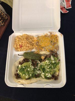 Two carne asada tacos plate.