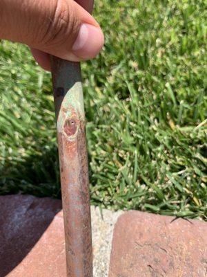 Pin hole leak in copper pipe - repaired quick and under budget.