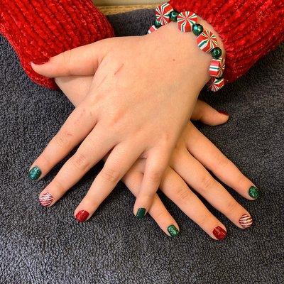 Children's mani with Christmas nail art!