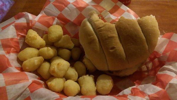 Mushroom Swiss and white cheese curds