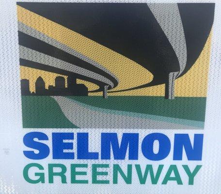 Selmon Greenway Trail is marked by several signs like this one, Downtown Tampa