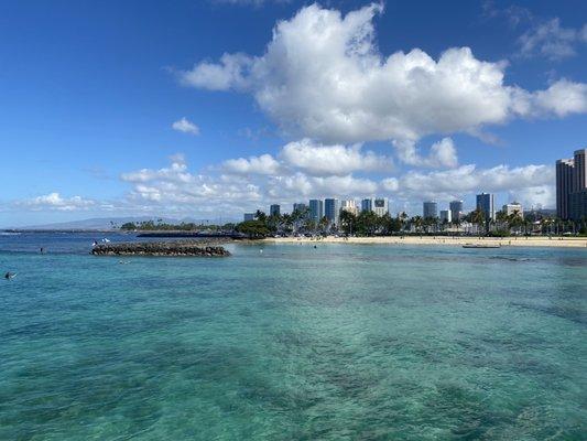 View of beach from Pacific Ocean