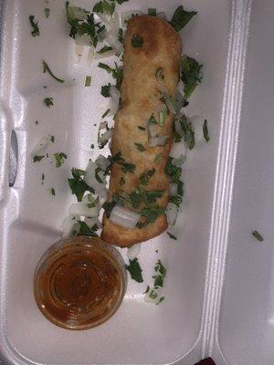 One rolled potato taco