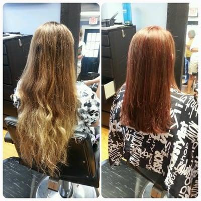 before and after at Concord NC Hair Salon, SNOBS Salon