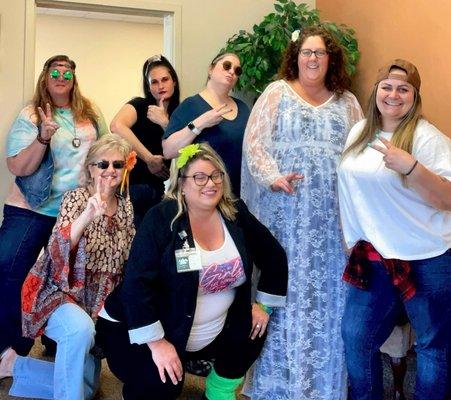 Loads of fun with the office staff on "Decades Day"