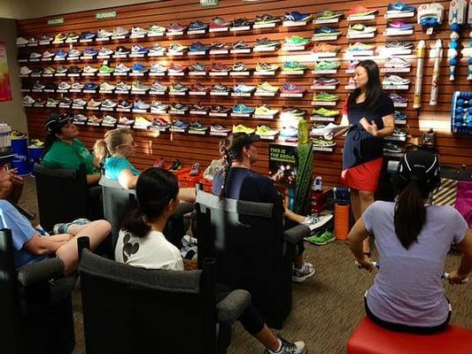 Dr. Yang gives a workshop on injury prevention at A Snail's Pace Running Shop in Monrovia