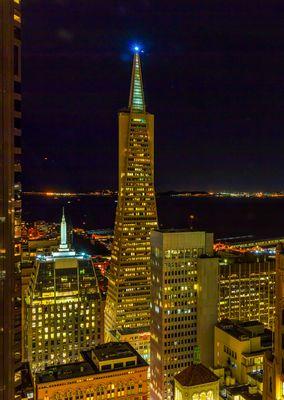 Pyramid building and bay from 333 Bush