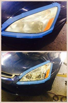 We offer headlamp restoration.  Bring those cloudy headlamps back to new with our 4 step dry and wet sand process