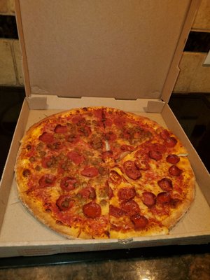 Half meat lovers half pepperoni