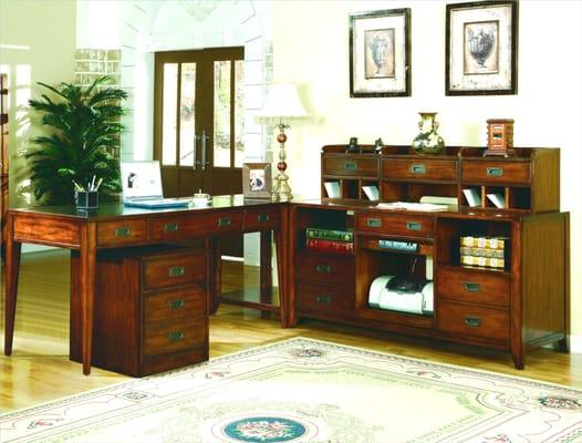 The Danforth home office group by Hooker Furniture, a great option for small spaces!