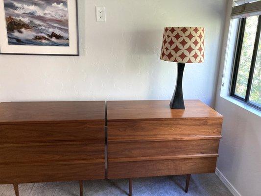 Our purchase: mid century dressers and lamp