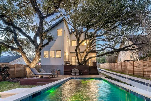 Back yard of Travis Heights house