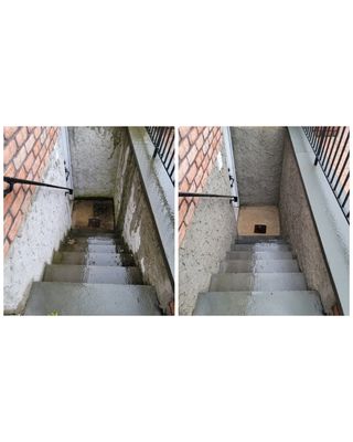 Stairwell before and after cleaning