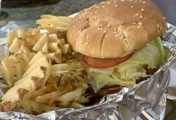 Grilled Chicken Sandwich with Waffle Fries