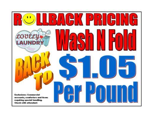 Wash and Fold pricing only $1.05 a pound