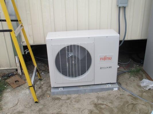 Here's a newly installed 32,000 BTU mini split condenser we installed at a mobile home.