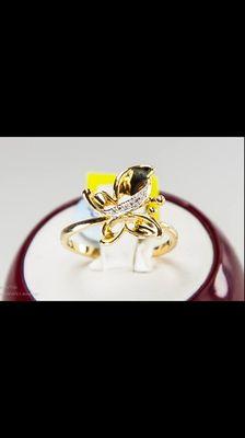 14k yellow gold with small low carat diamonds