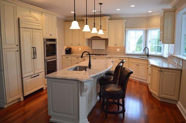 Antique White with custom features and cabinet skus that most do not carry