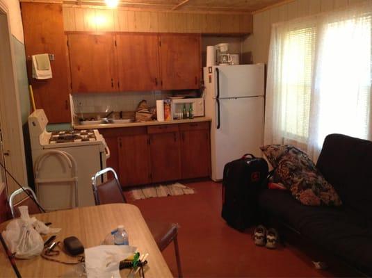 Living room and kitchen.