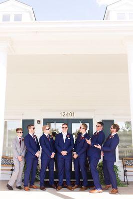 Mina's did a great job on our wedding order. We had the sharpest french blue suits. Credit: Danielle Harris Photography