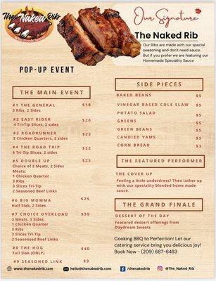 Pop-up event menu