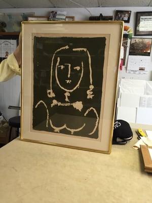 Framed in 22k gold leaf with rounded corners got Picasso original