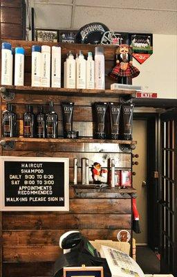 We have Paul Mitchell, Crew and other fine brand products.