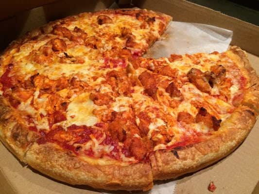 Buffalo chicken pizza, extra pizza sauce, worth the trip!