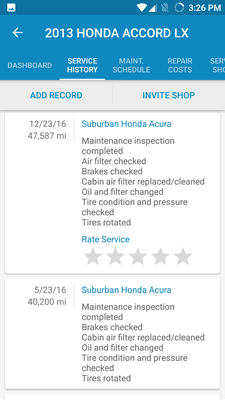 Information from mycarfax. Don't know if really every item is being checked and put for name sake.