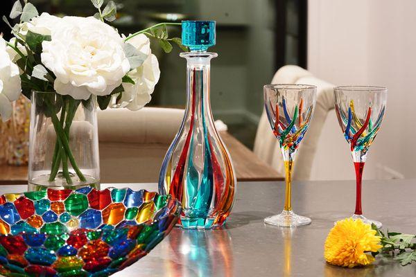 Italian crystal, hand-painted decanters, wine glasses, bowls and more at My Italian Decor.