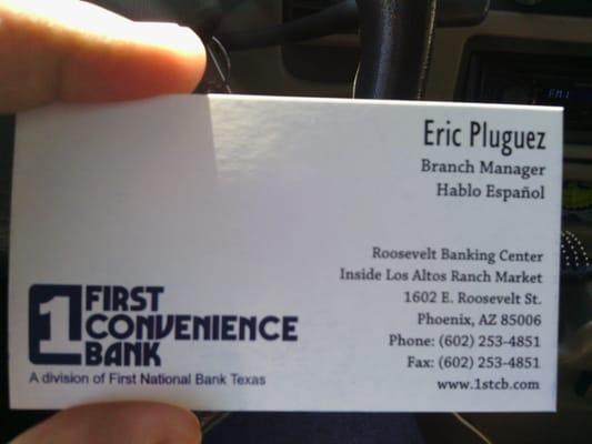 Eric's business card. 602-253-4851