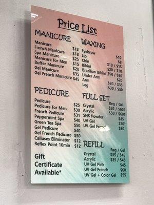 Price list