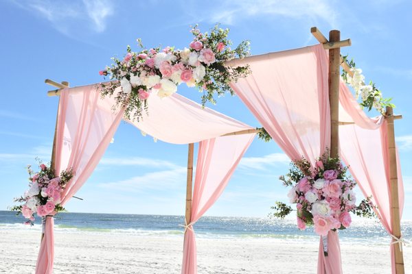 Customized soft pink wedding at Hilton Garden Inn.