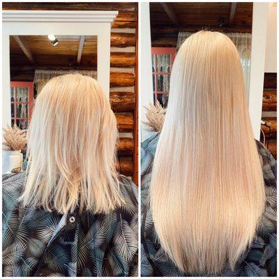 Before and after 18 inch tape in extensions by Rochelle