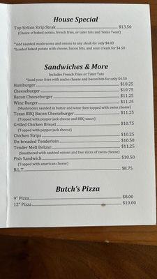 Updated Menu