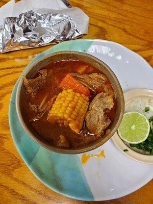 Caldo De Res/ Beef soup. Only served on Saturday and Sunday