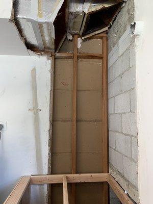 We removed the existing duct work for the package unit.