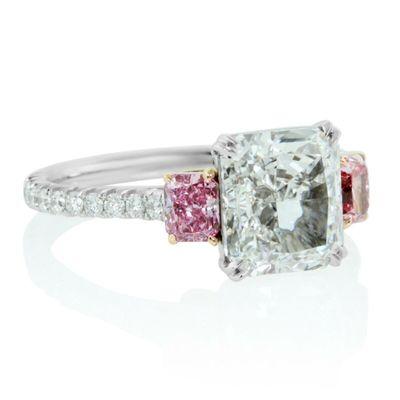 Square Radiant and Fancy Pink side stones.