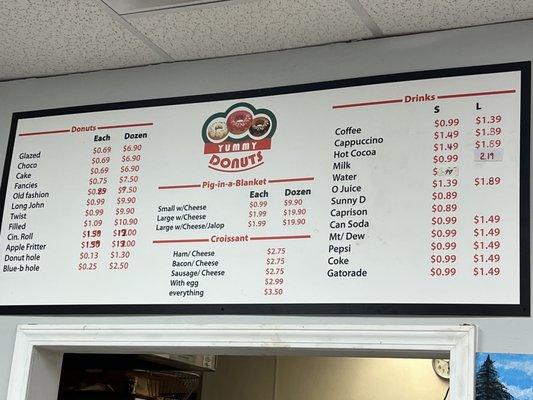 The menu