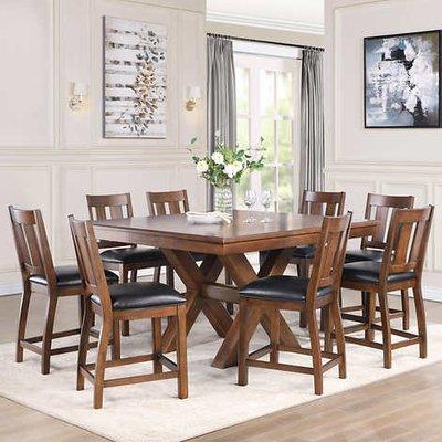 9 PCs counter high dining table set with expandable table