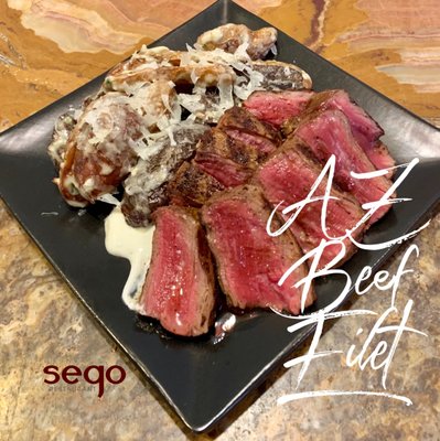 AZ Beef Filet with Parmesan Pecorino Potaoes